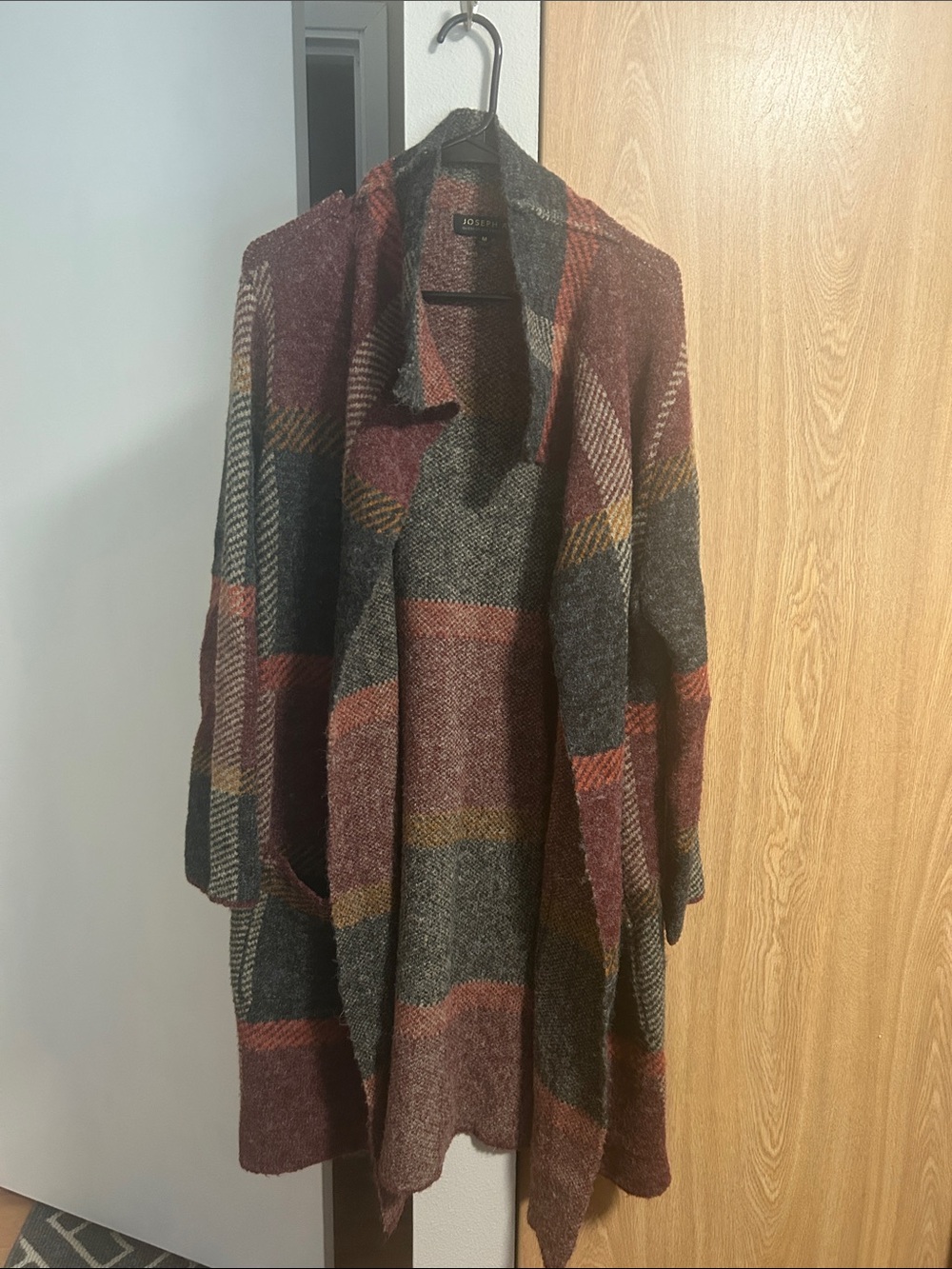 Soft Draped Plaid Open Cardigan Sweater - Multicolor